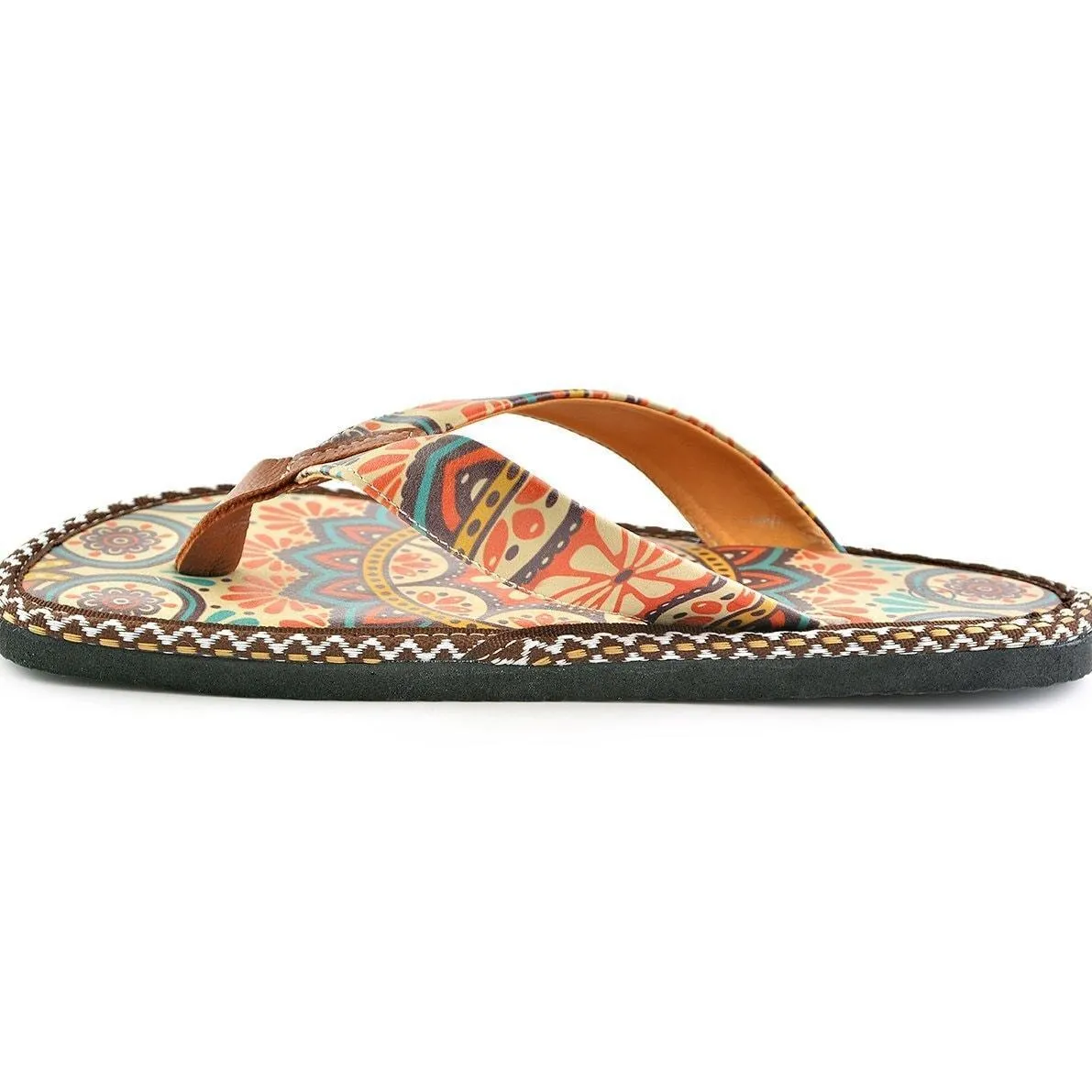 Brown & Red Arabesque Flip-Flop CAL415