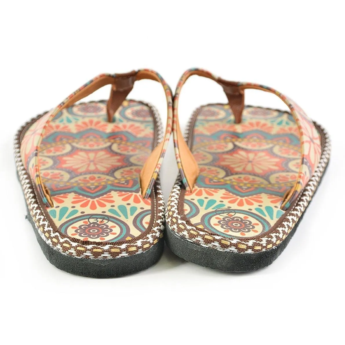 Brown & Red Arabesque Flip-Flop CAL415