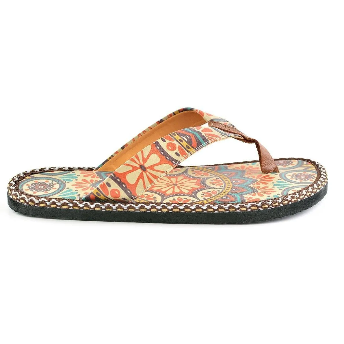 Brown & Red Arabesque Flip-Flop CAL415