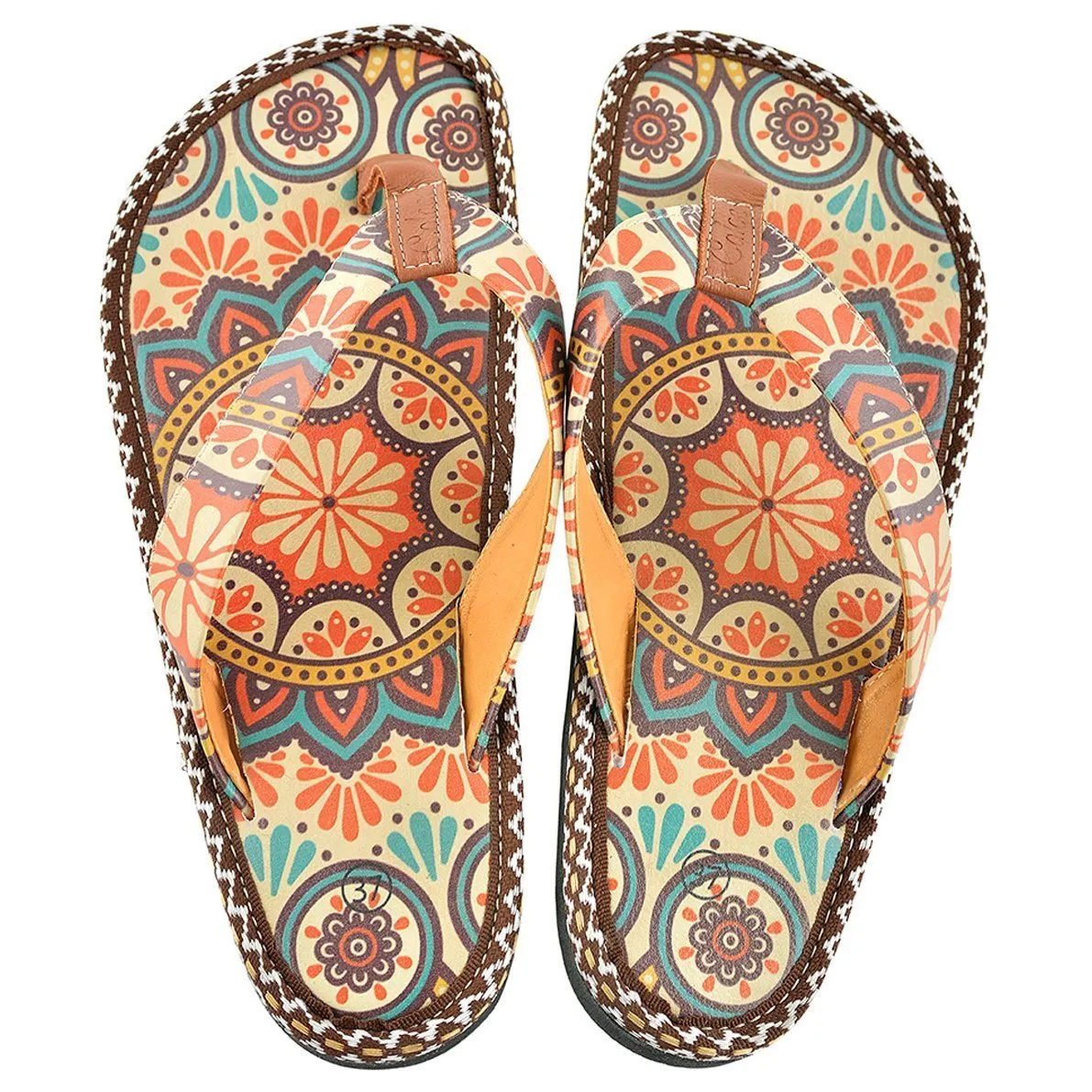 Brown & Red Arabesque Flip-Flop CAL415