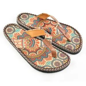 Brown & Red Arabesque Flip-Flop CAL415