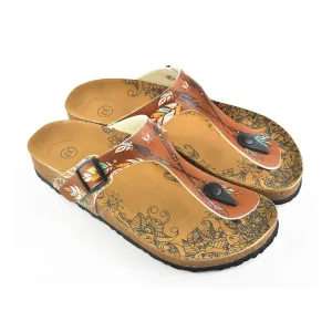 Brown Arrow T-Strap Sandal CAL510