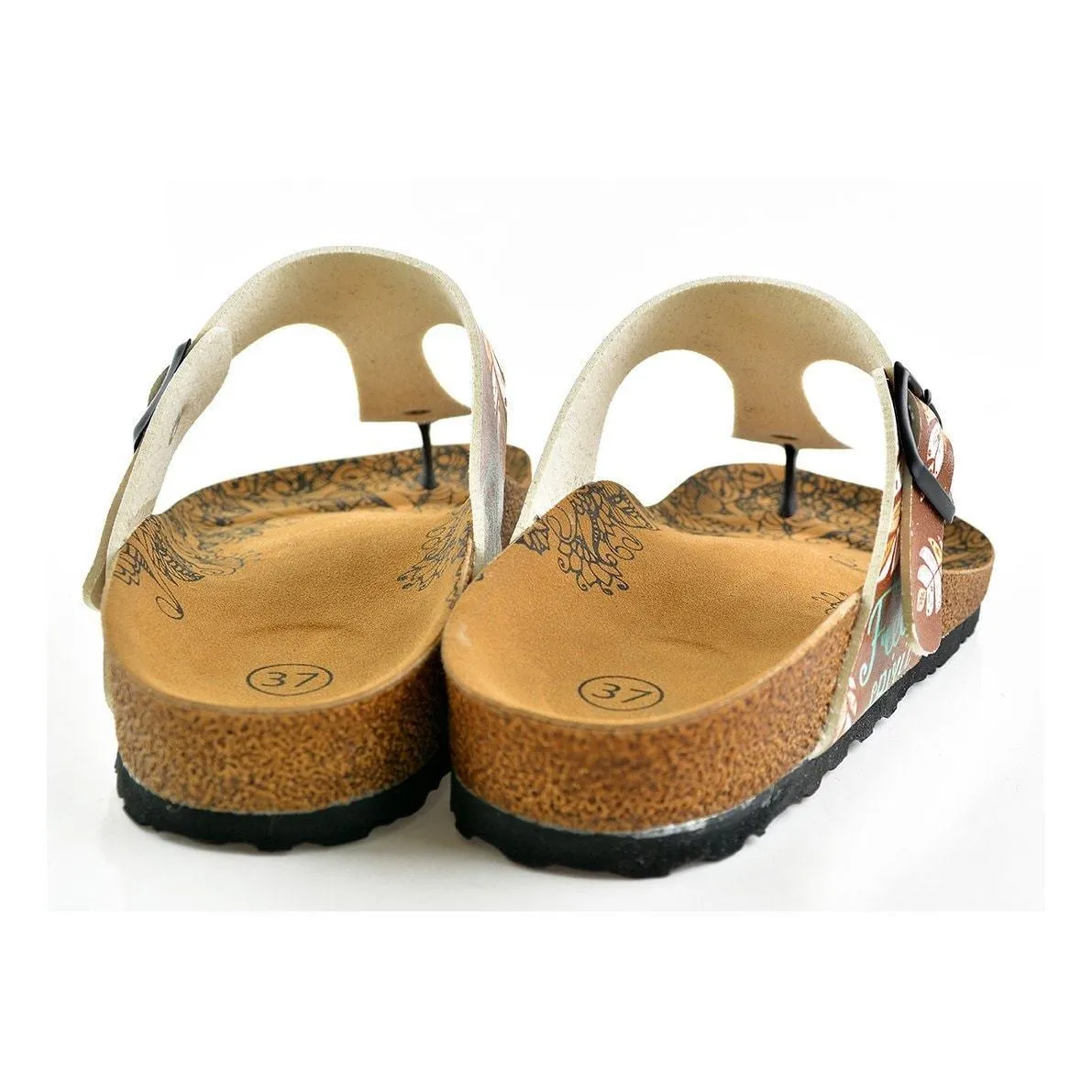 Brown Arrow T-Strap Sandal CAL510