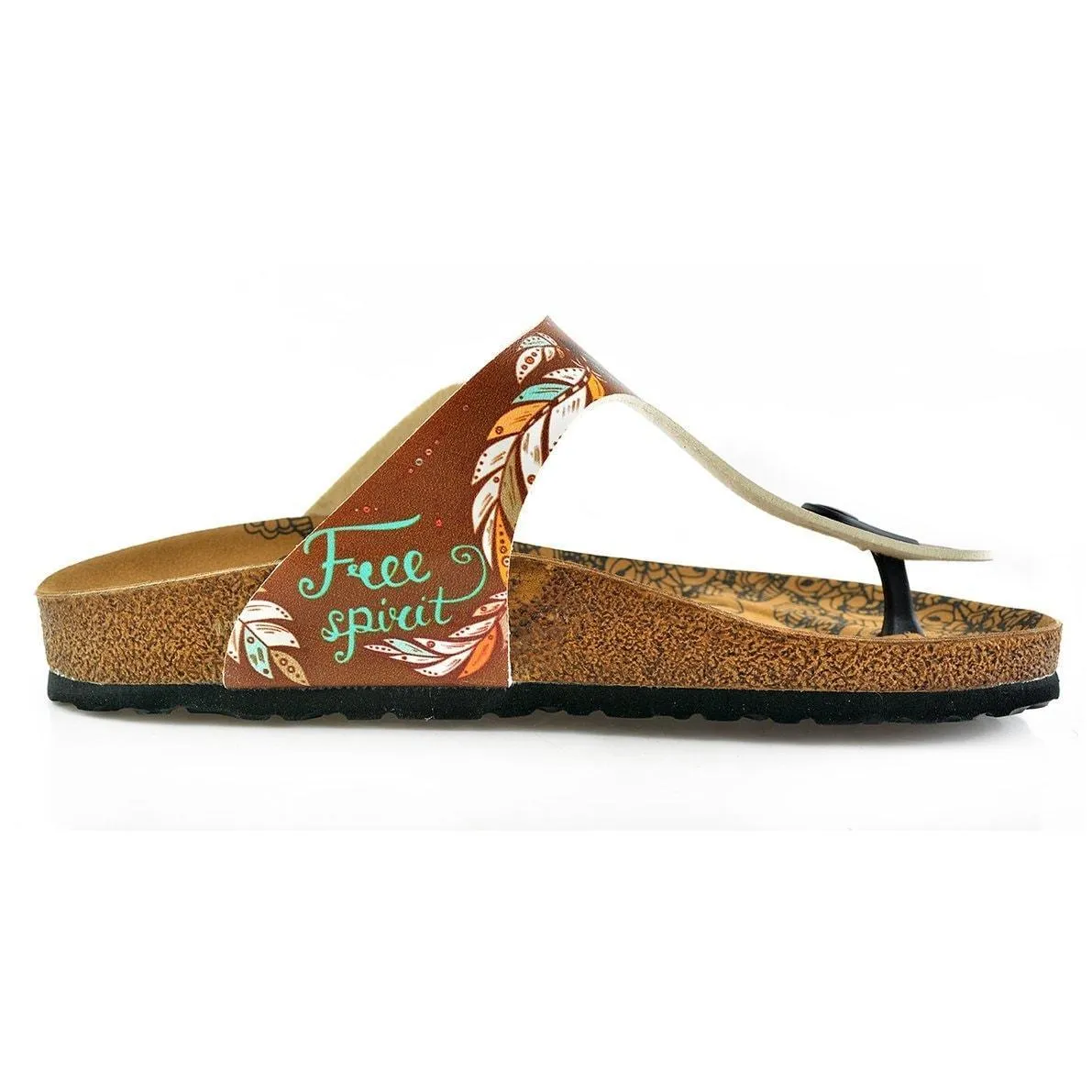 Brown Arrow T-Strap Sandal CAL510