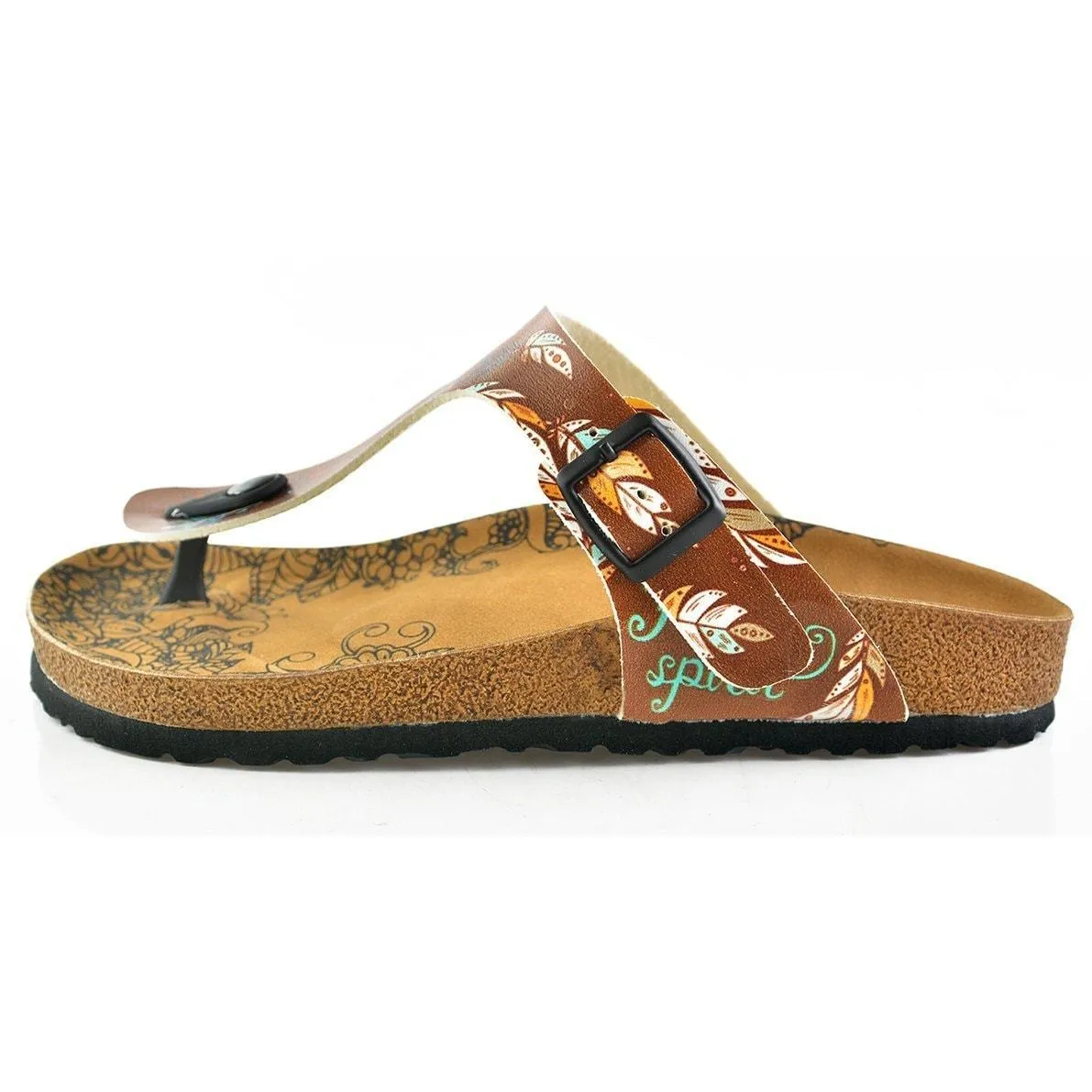 Brown Arrow T-Strap Sandal CAL510
