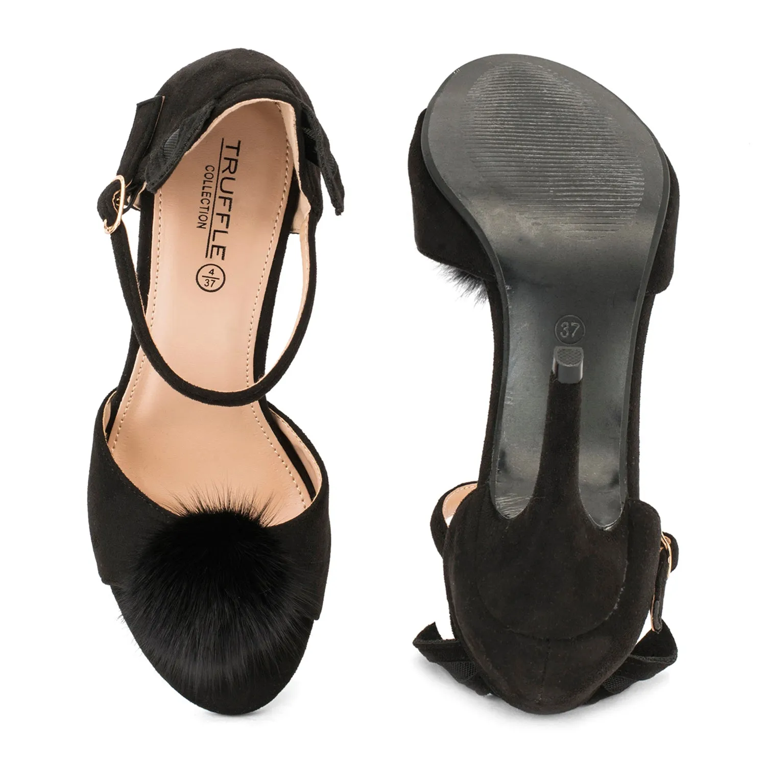 Bunny Ear Pom Pom Stiletto Sandal