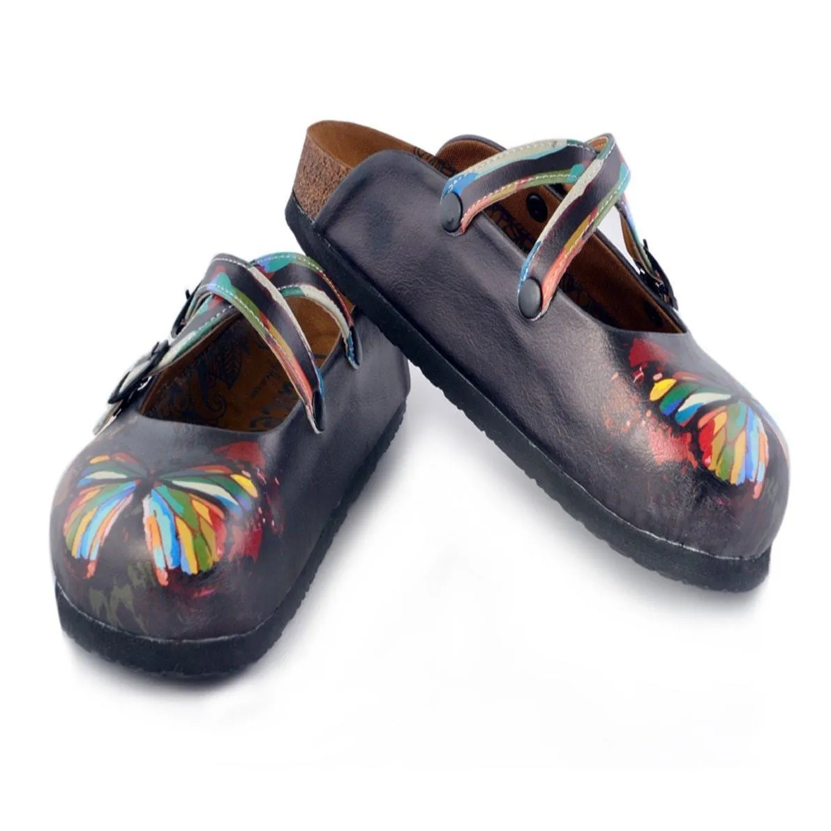 Charcoal & Red Butterfly Clogs WCAL158