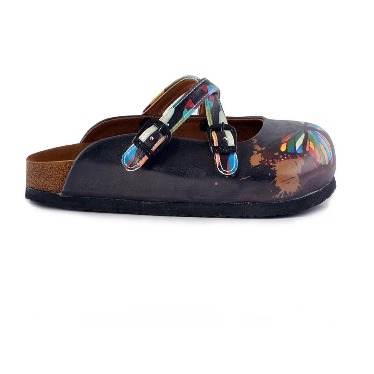 Charcoal & Red Butterfly Clogs WCAL158