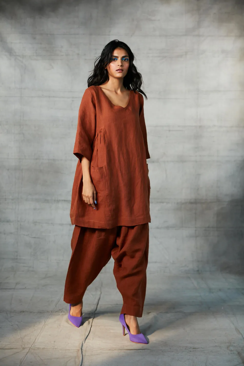 Cinnamon Linen Kurta Set