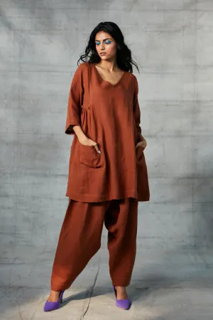 Cinnamon Linen Kurta Set