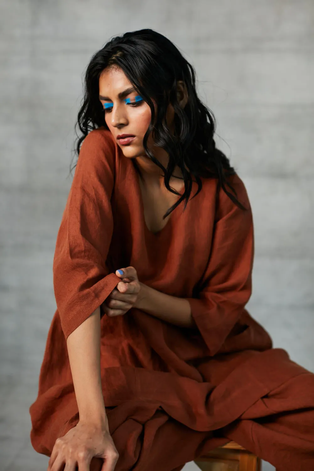 Cinnamon Linen Kurta Set
