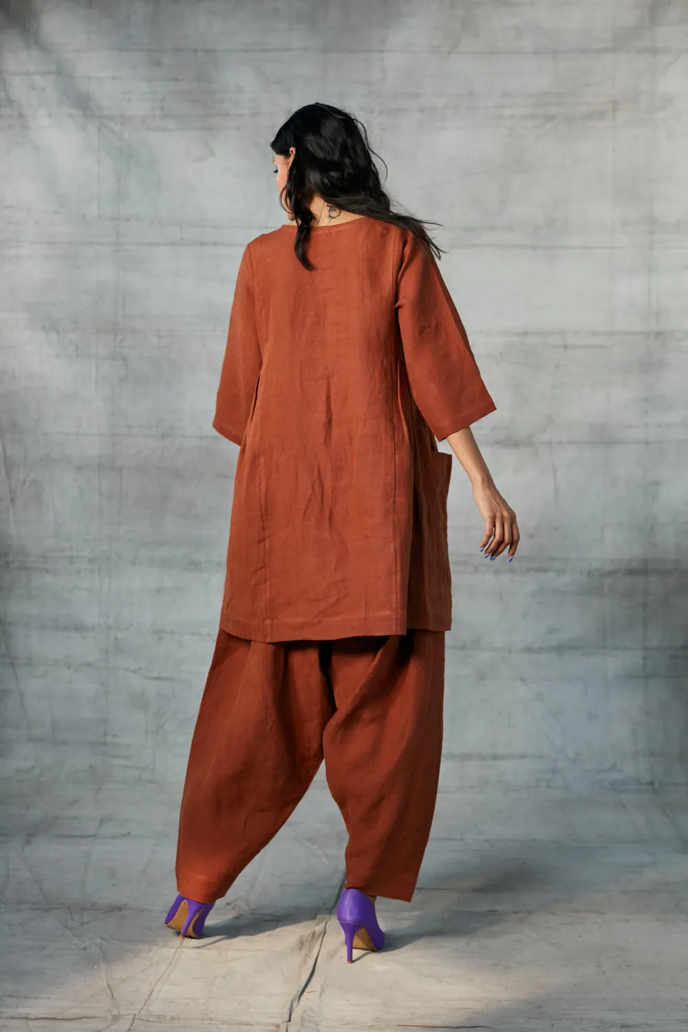 Cinnamon Linen Kurta Set