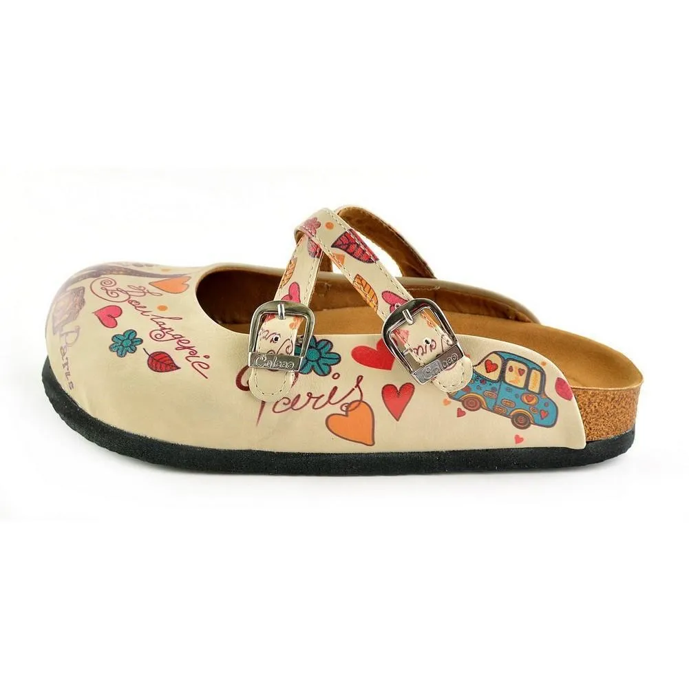 Cream & Pink Love Clogs CAL144