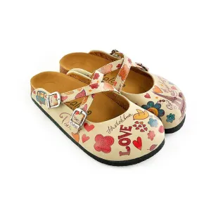 Cream & Pink Love Clogs CAL144
