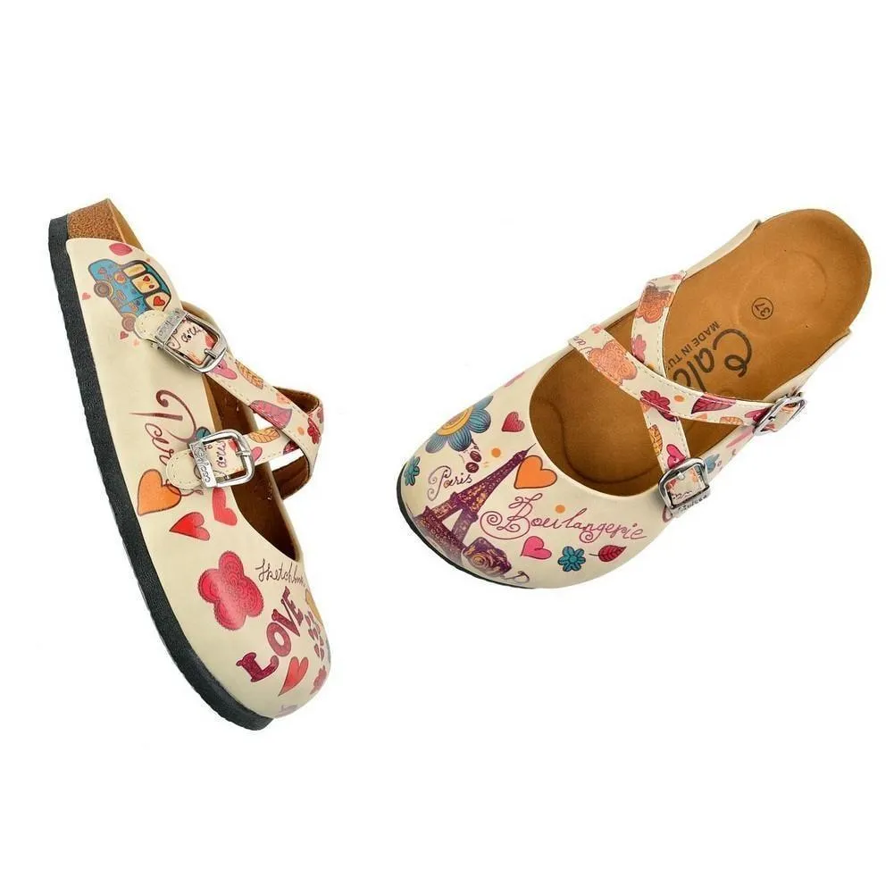 Cream & Pink Love Clogs CAL144