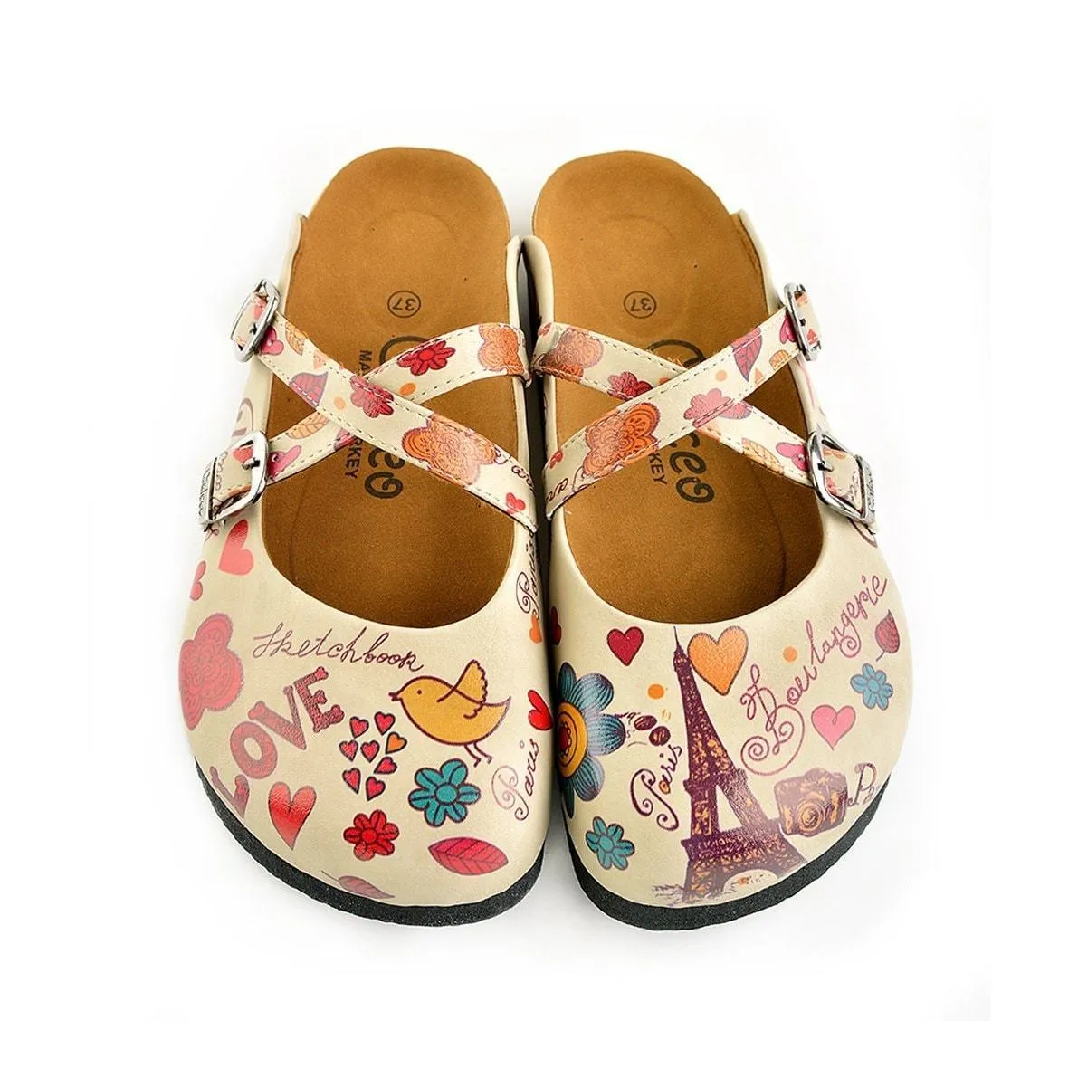 Cream & Pink Love Clogs CAL144