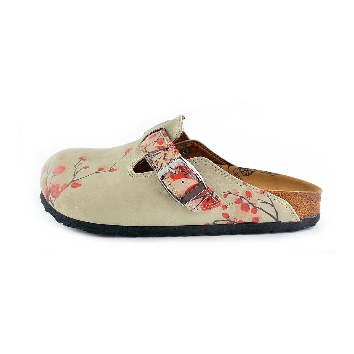 Cream & Red Floral Clogs CAL340