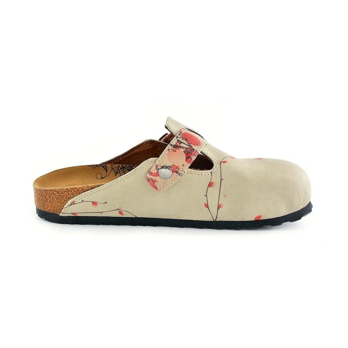 Cream & Red Floral Clogs CAL340