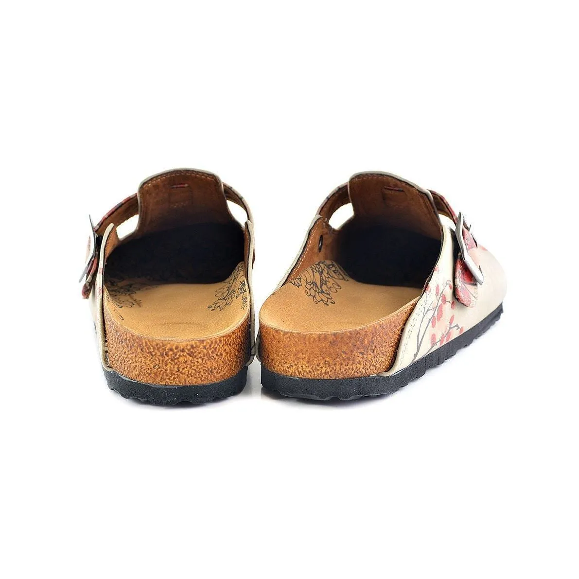 Cream & Red Floral Clogs CAL340