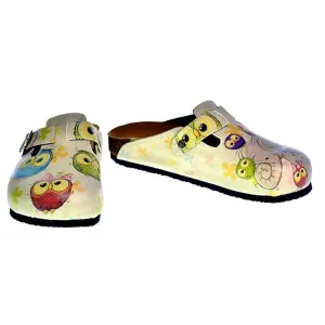 Cream Owl & Elephant Clogs CAL315