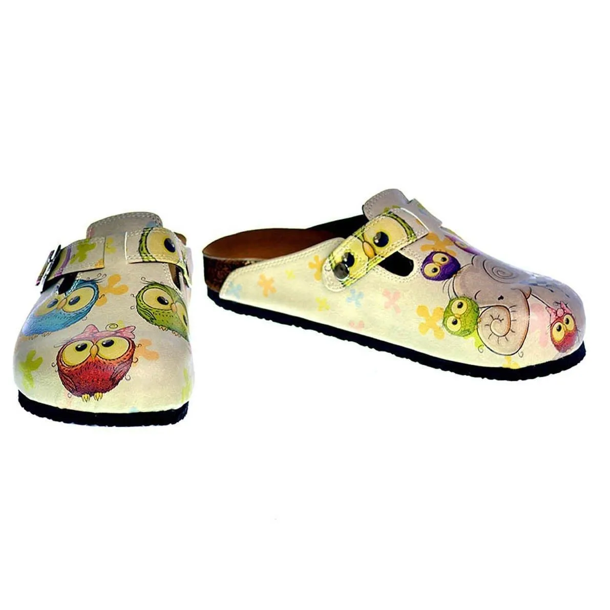 Cream Owl & Elephant Clogs CAL315