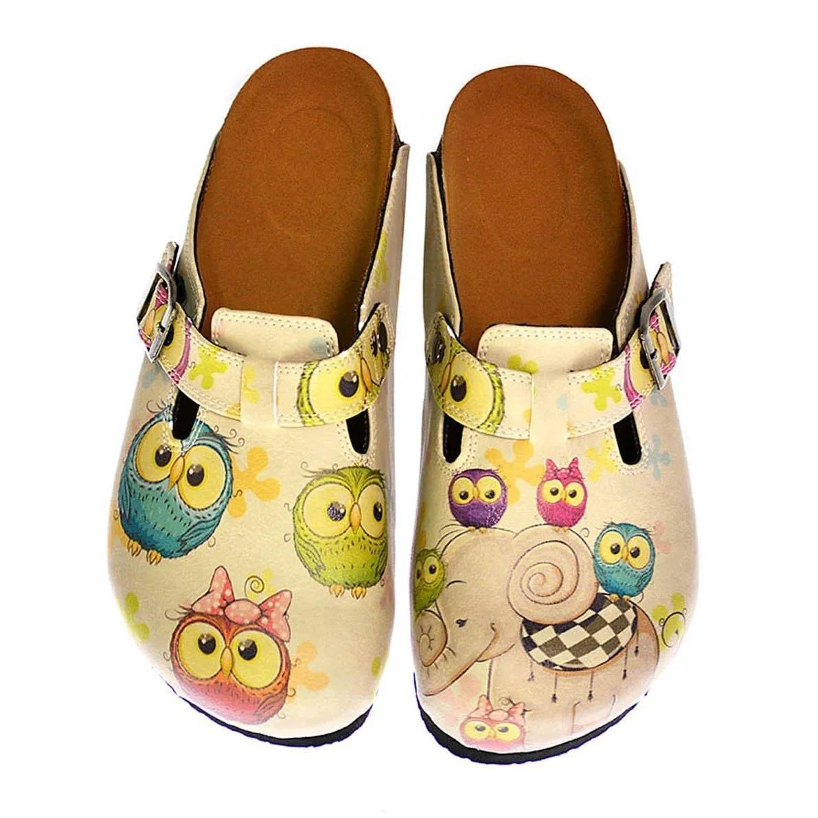 Cream Owl & Elephant Clogs CAL315