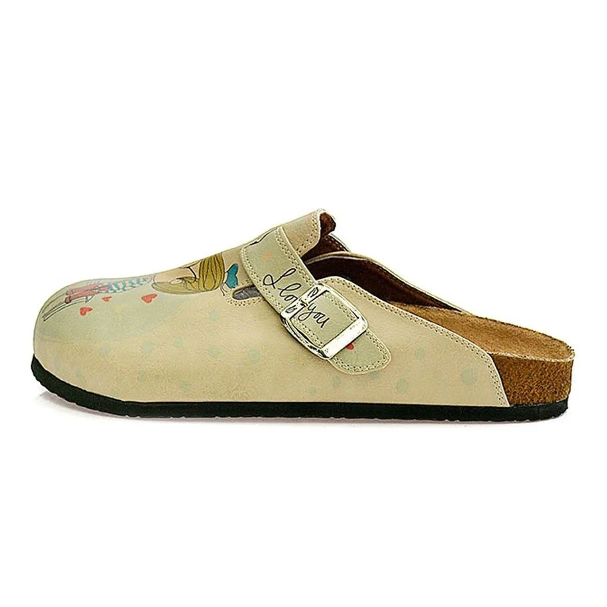 Cream Sketch Love Clogs CAL307