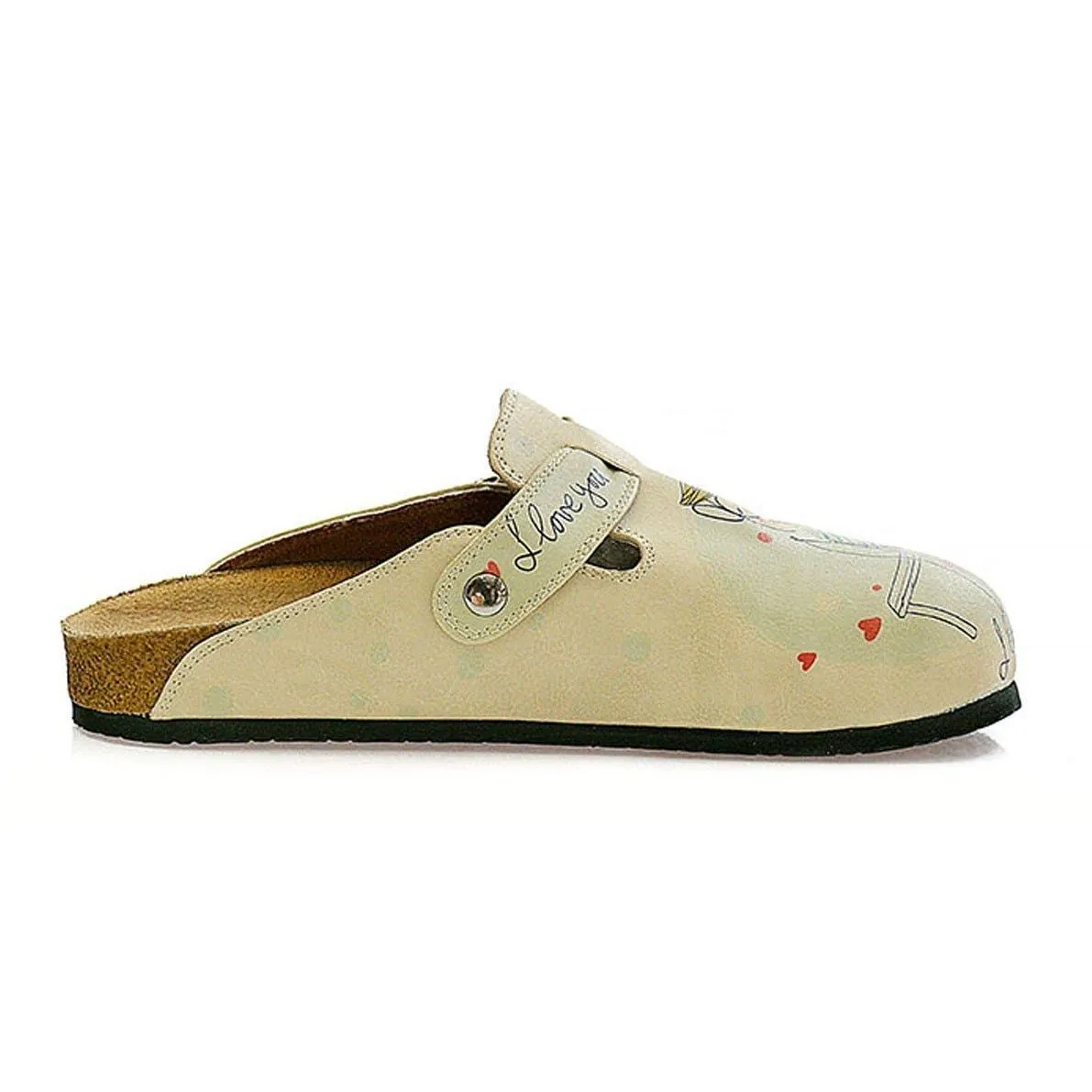 Cream Sketch Love Clogs CAL307