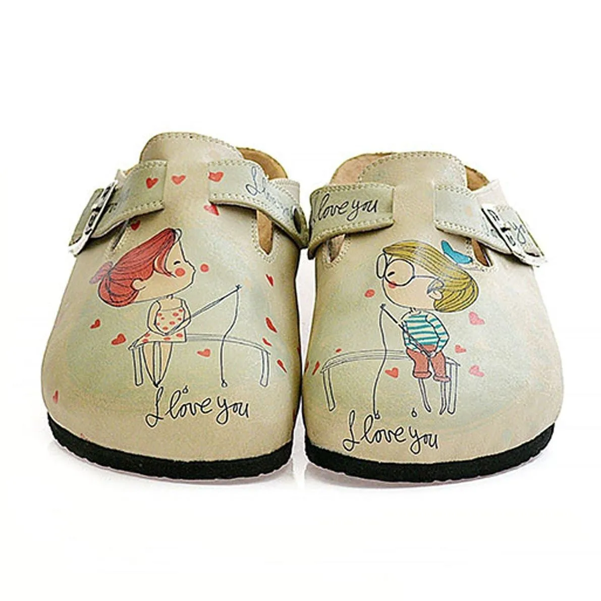 Cream Sketch Love Clogs CAL307