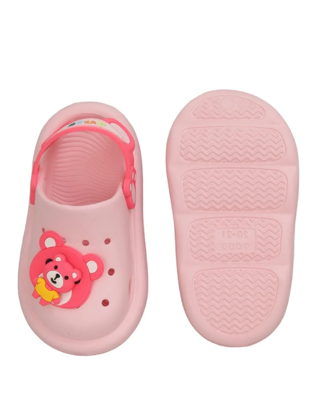Cute Bear Character Pink Clogs For Girls