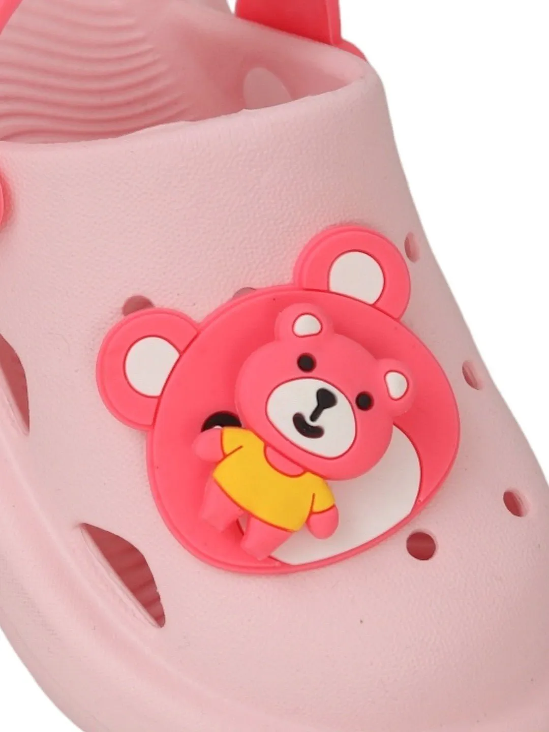 Cute Bear Character Pink Clogs For Girls