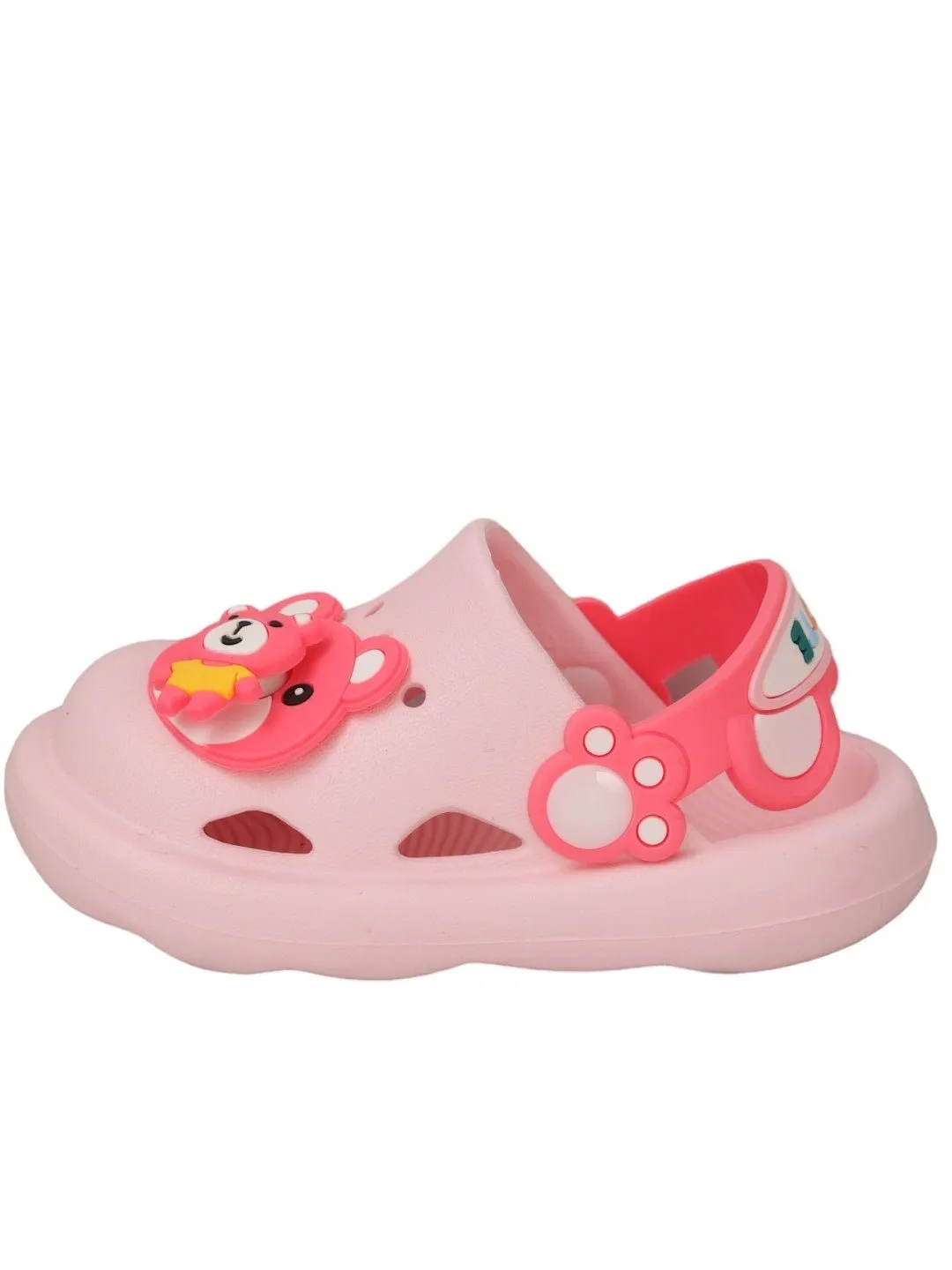 Cute Bear Character Pink Clogs For Girls
