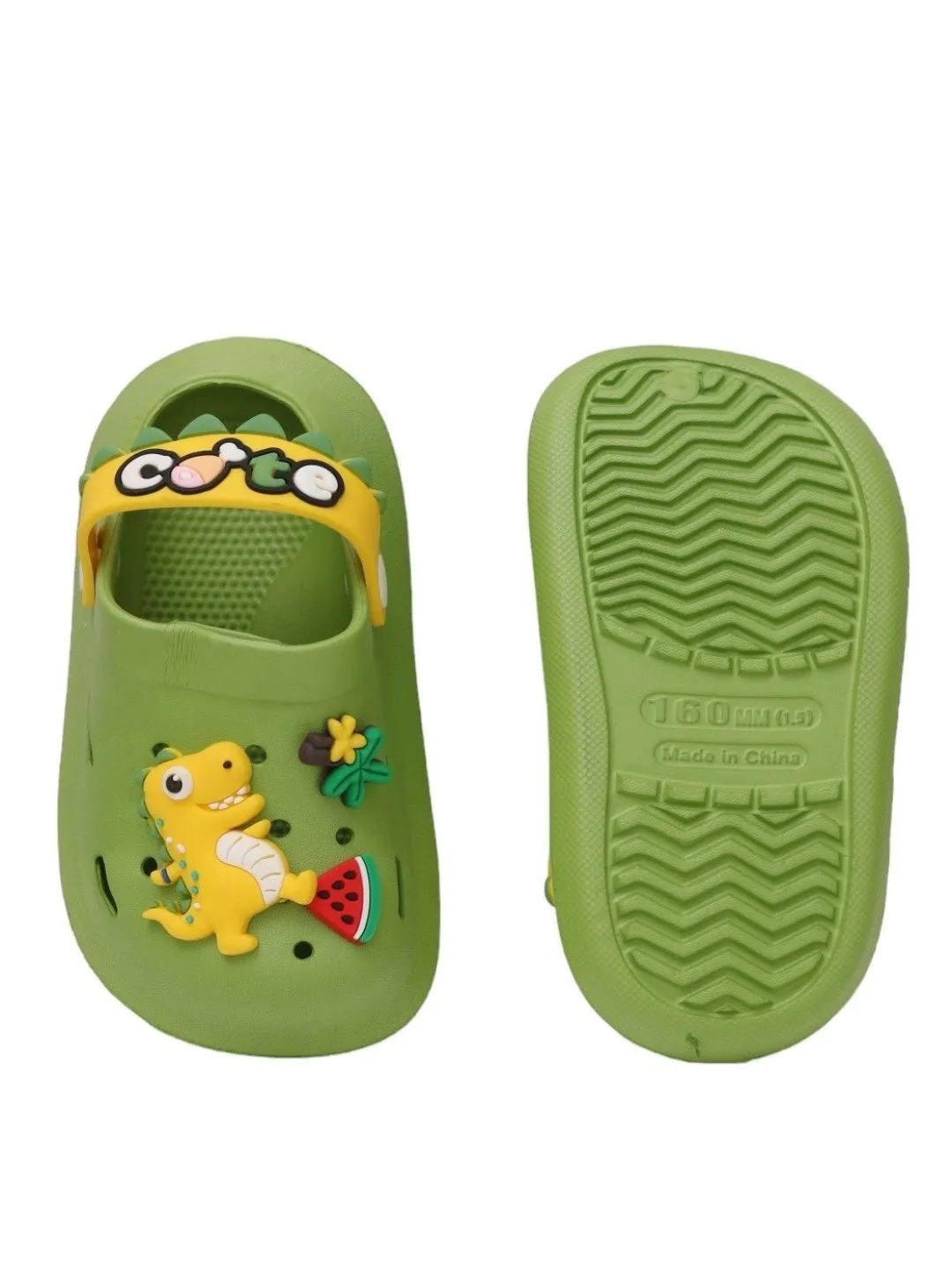 Cute Dino Theme Slip on Clogs for Boys, Green