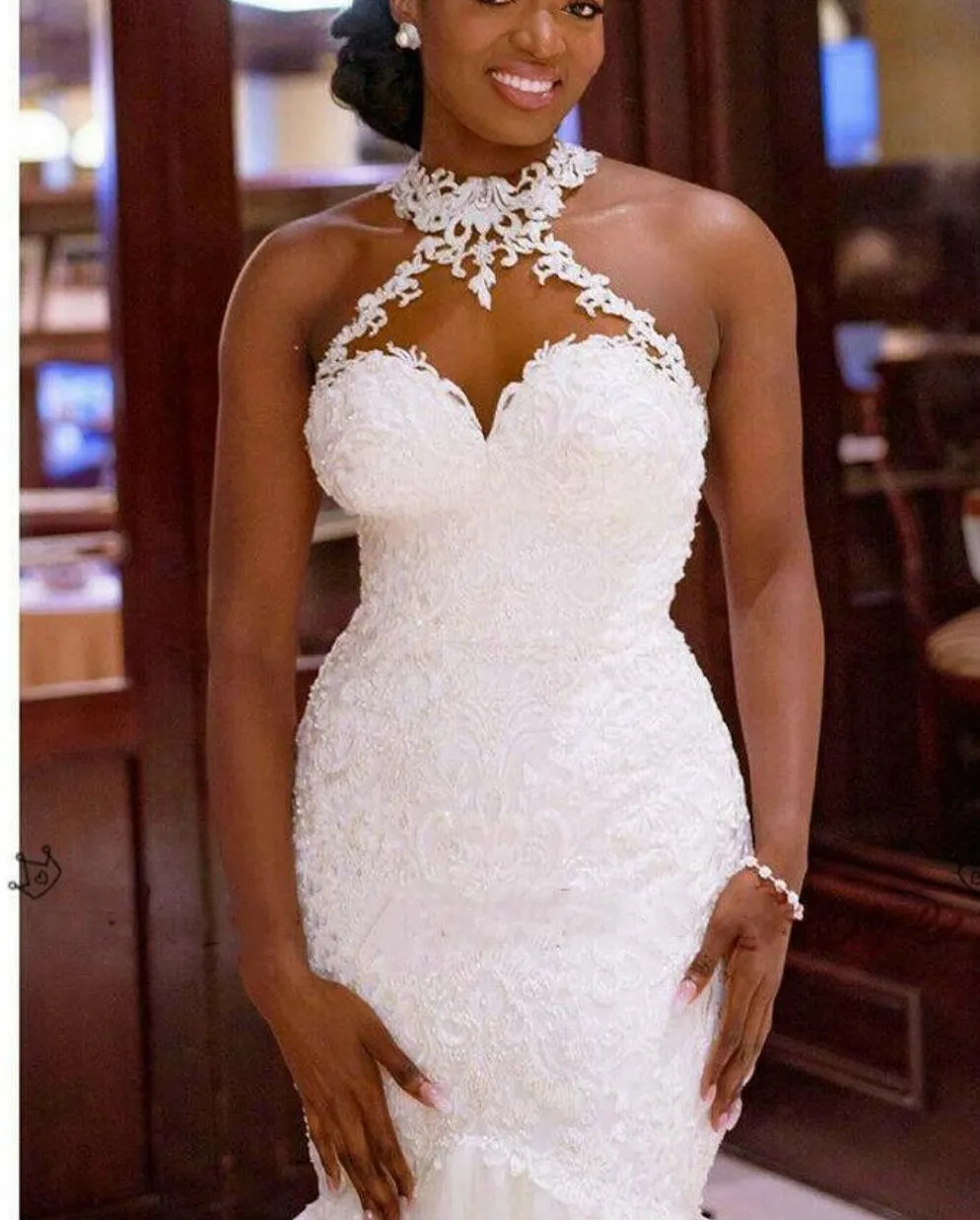 Elegant Lace Vintage Beaded Wedding Dress Mermaid Bridal Dress
