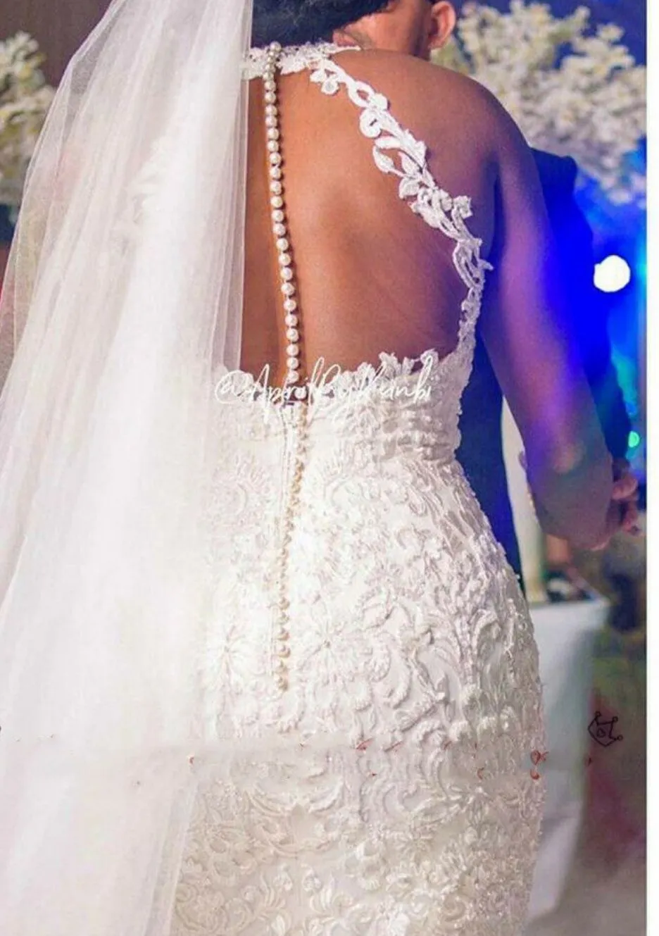 Elegant Lace Vintage Beaded Wedding Dress Mermaid Bridal Dress