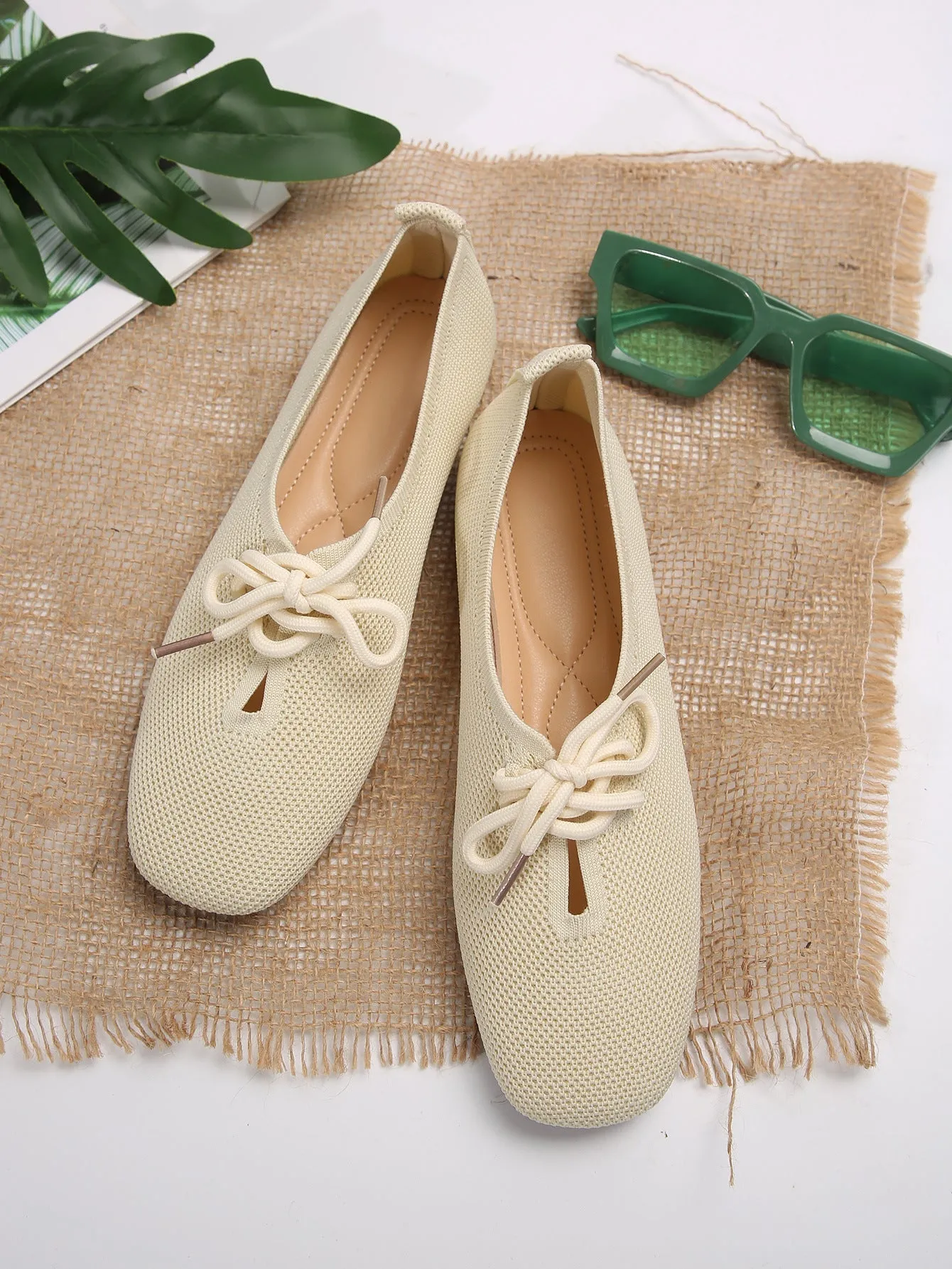 elveswallet Mesh breathable round toe lace-up flat shoes