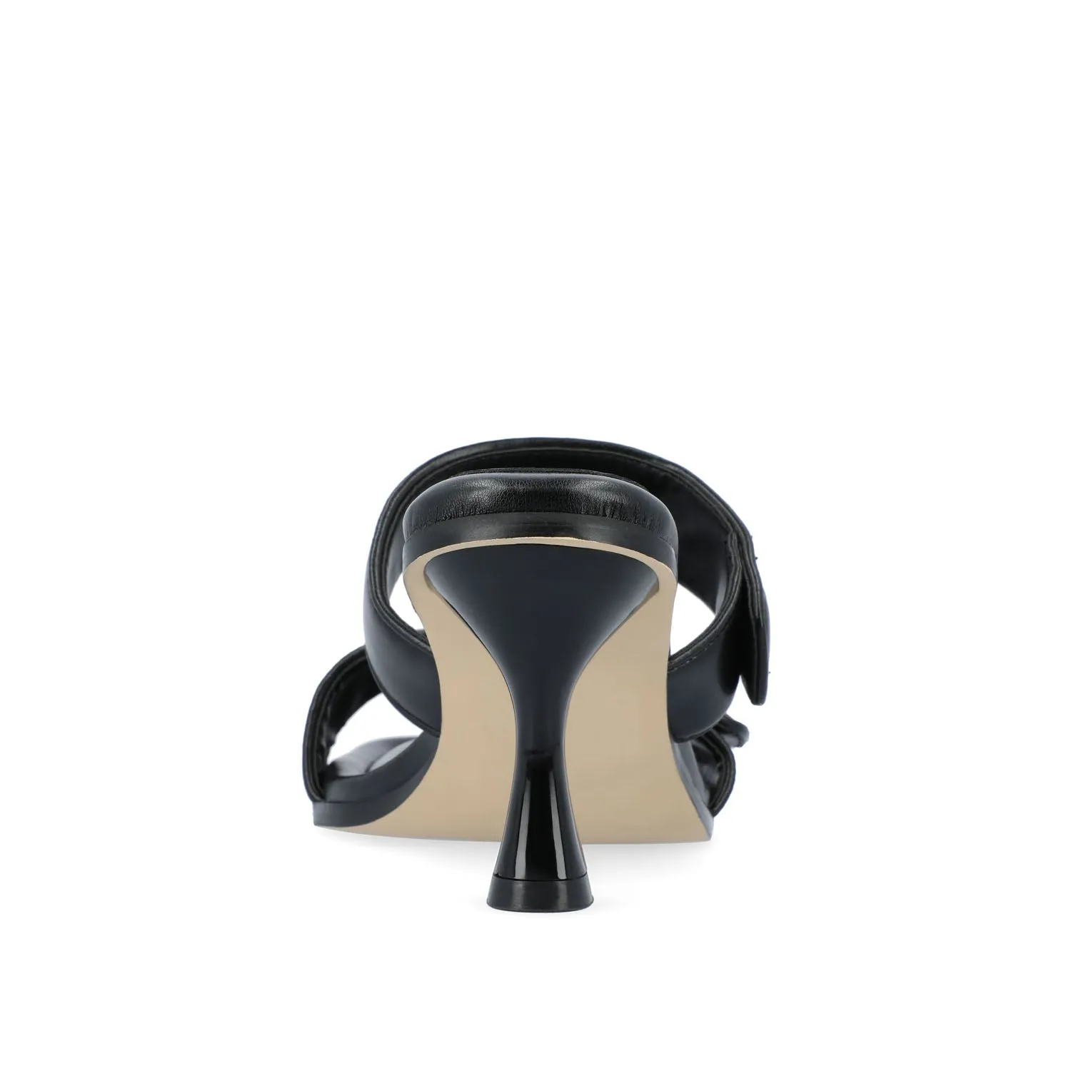 ESSEY HEELED DUAL STRAP SANDALS IN FAUX LEATHER