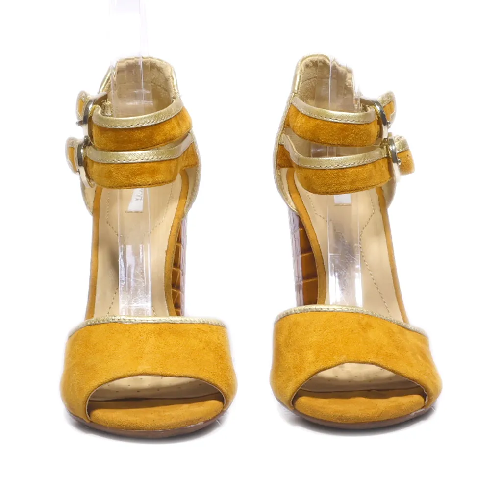 Geox High-Heel Shoes Suede Yellow Colour For Women
