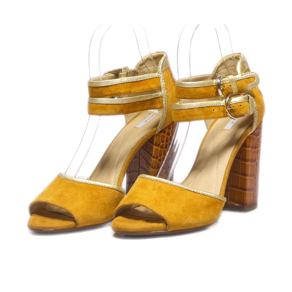 Geox High-Heel Shoes Suede Yellow Colour For Women