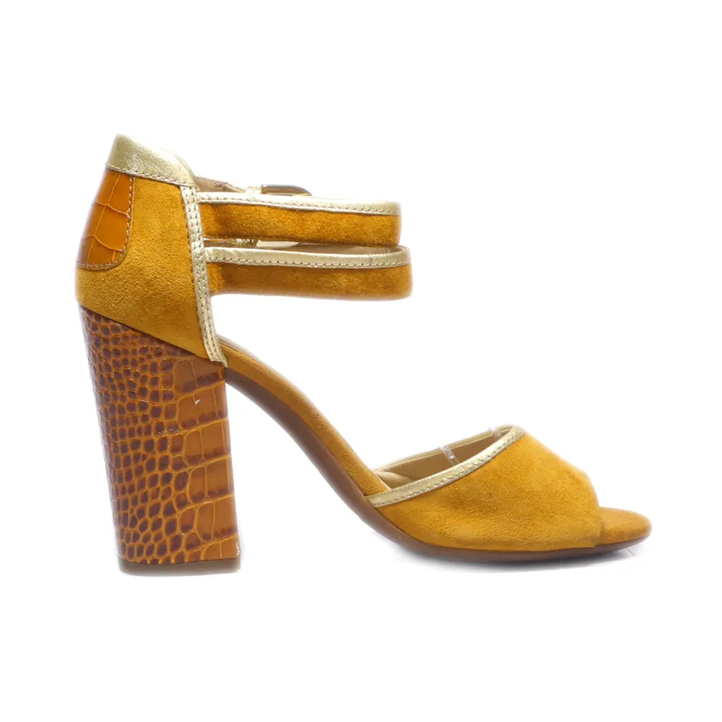 Geox High-Heel Shoes Suede Yellow Colour For Women