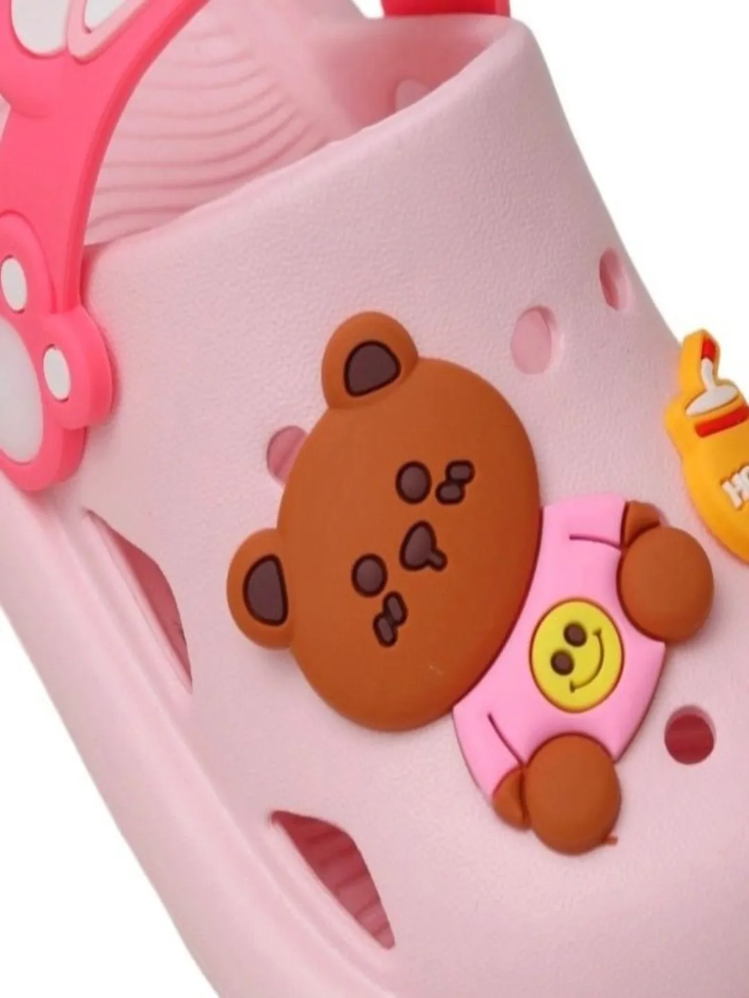 Girl's Pink Bear-Themed Clogs with Cute Strap