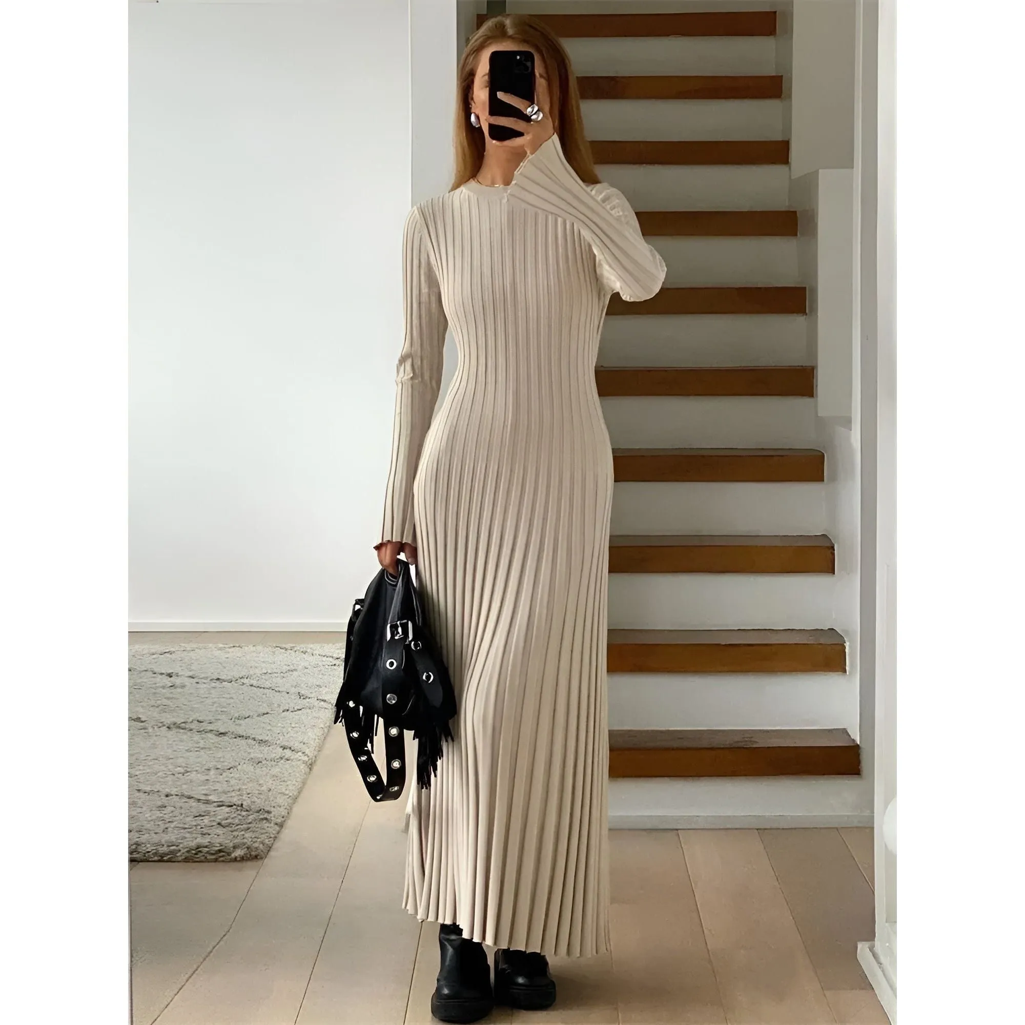 Gracy Dress - Elegantes und Atmungsaktives Langärmeliges Kleid
