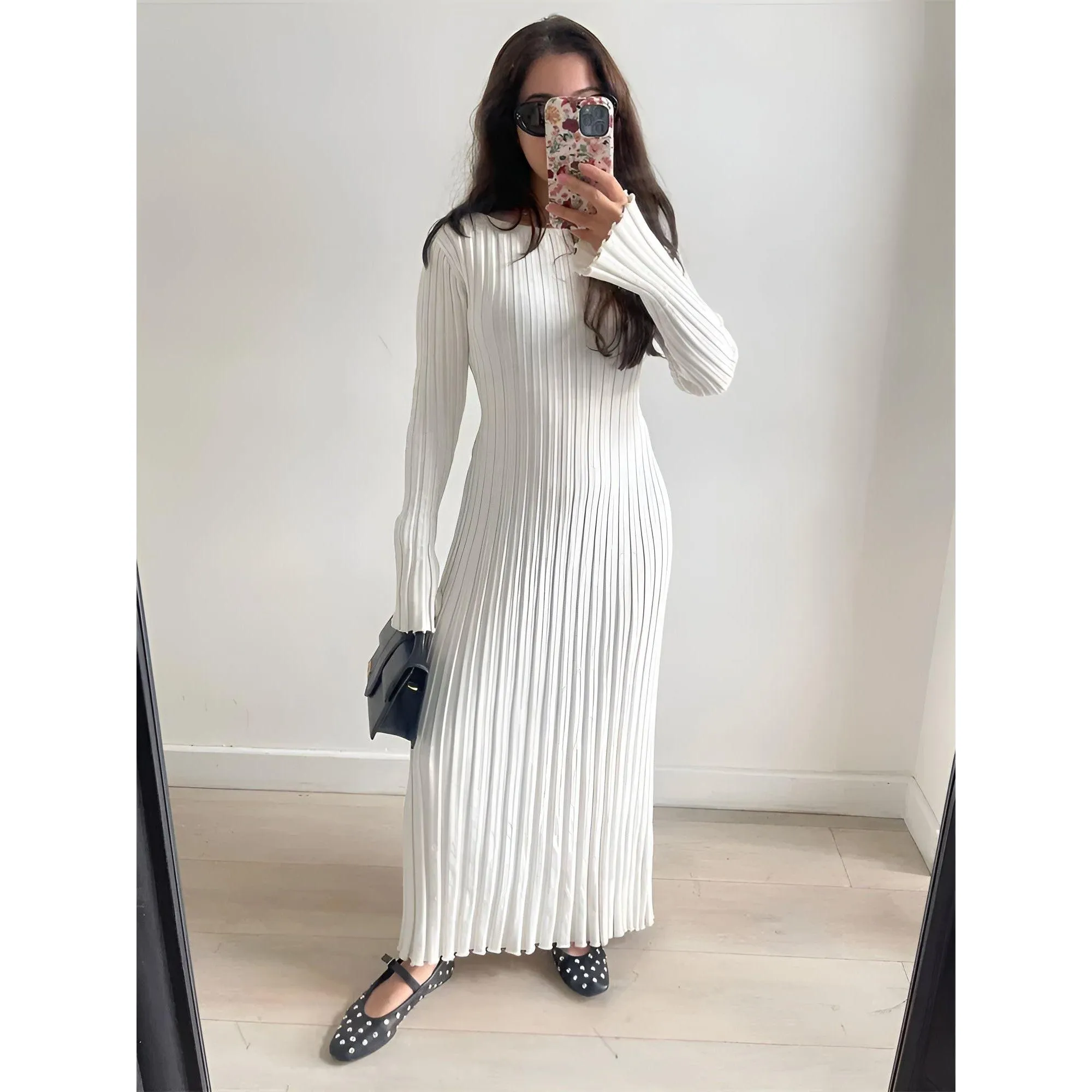 Gracy Dress - Elegantes und Atmungsaktives Langärmeliges Kleid