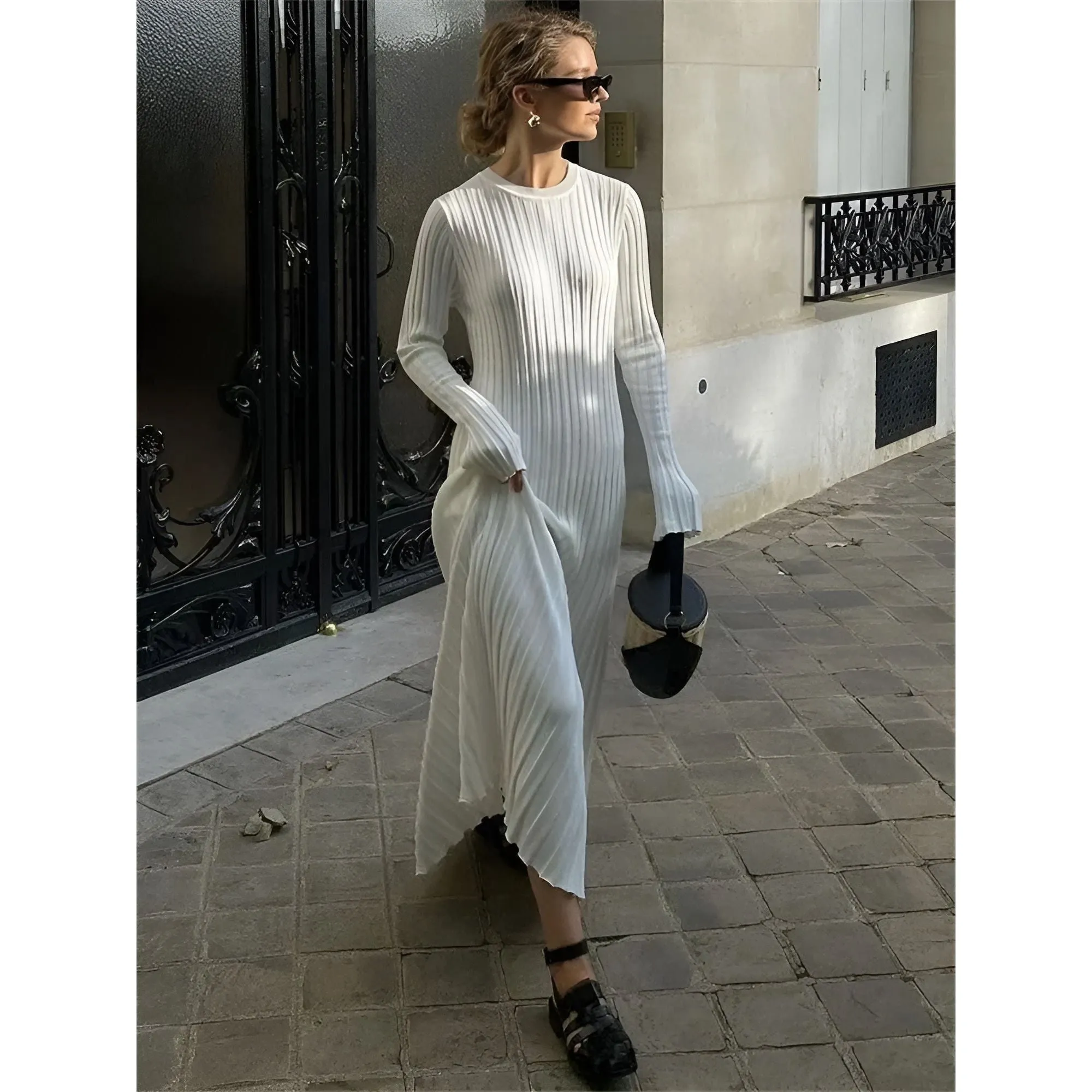 Gracy Dress - Elegantes und Atmungsaktives Langärmeliges Kleid