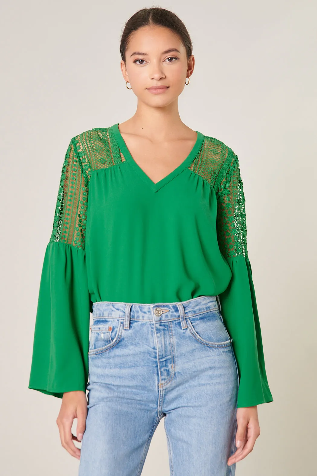 Gratitude Lace Bell Sleeve Top