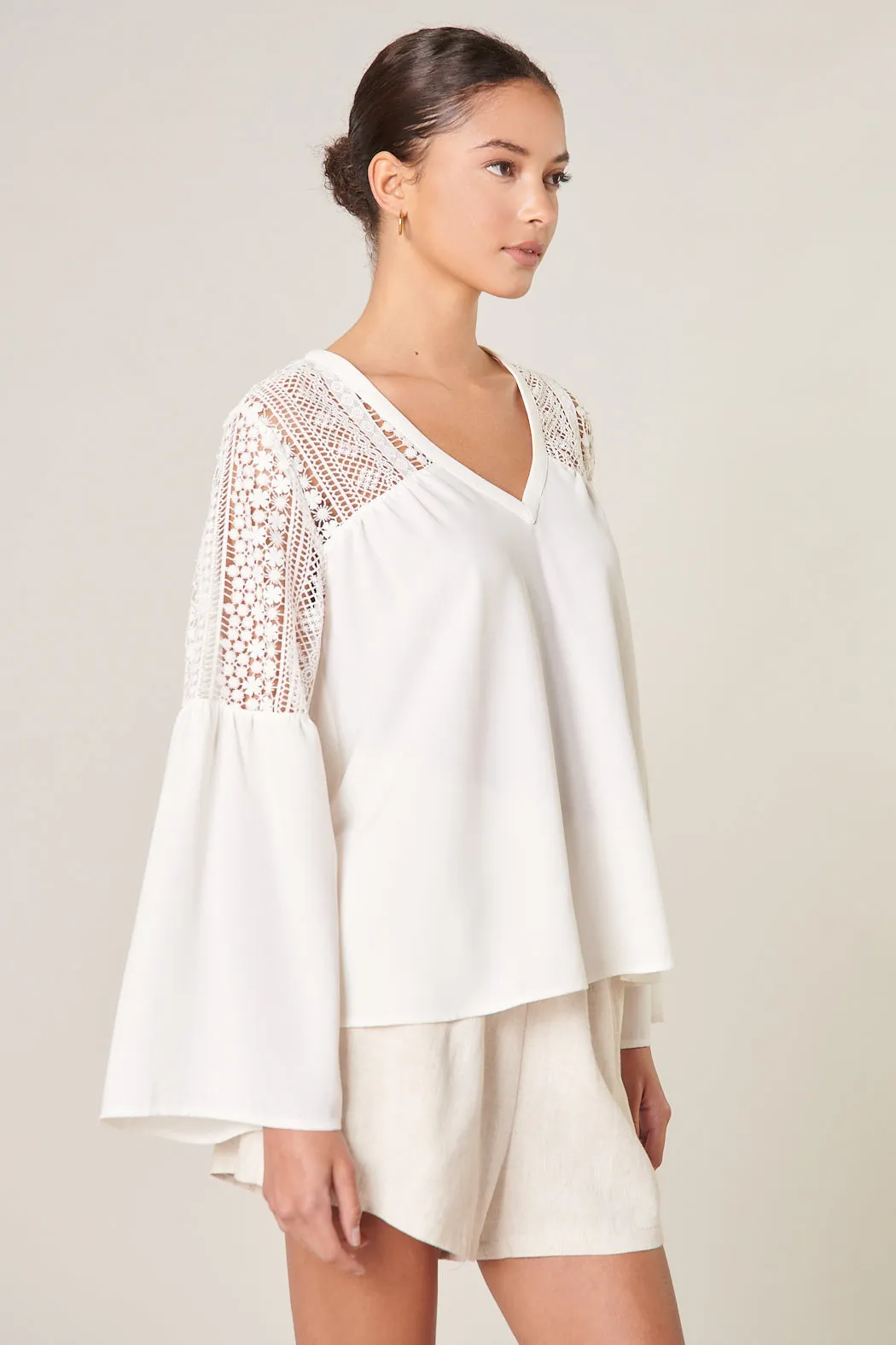 Gratitude Lace Bell Sleeve Top
