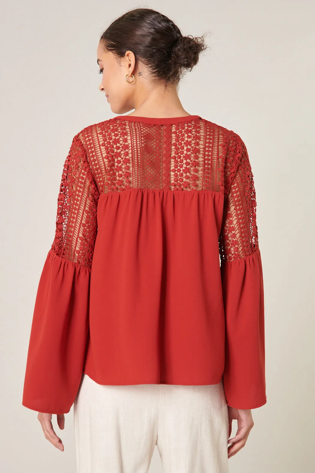 Gratitude Lace Bell Sleeve Top