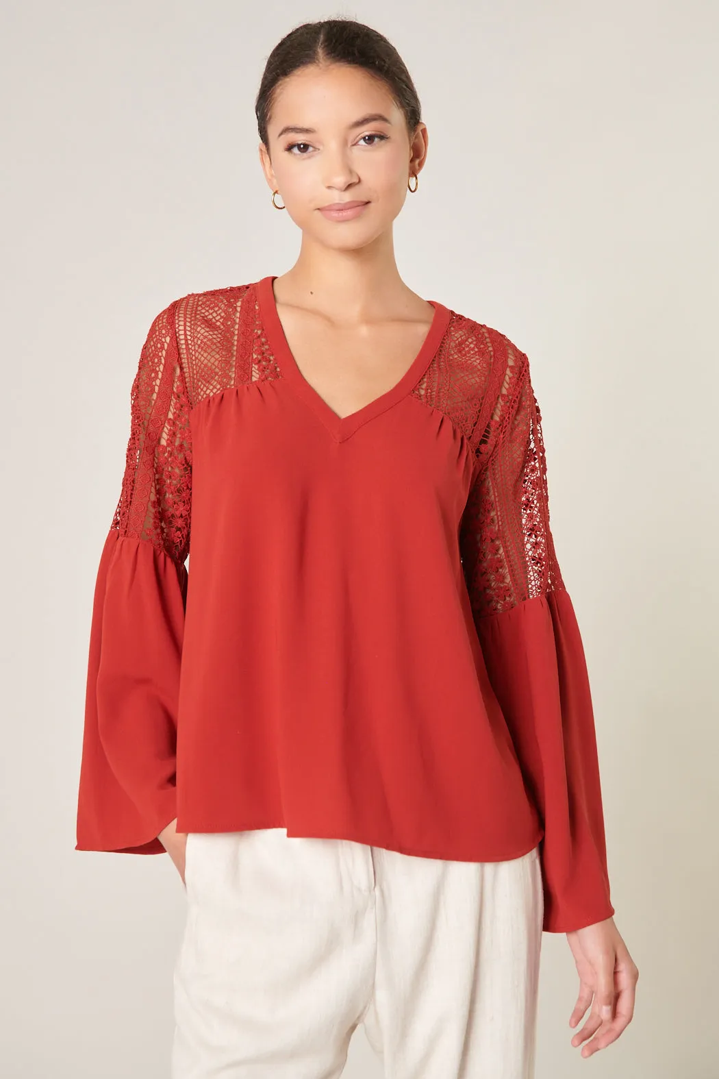 Gratitude Lace Bell Sleeve Top