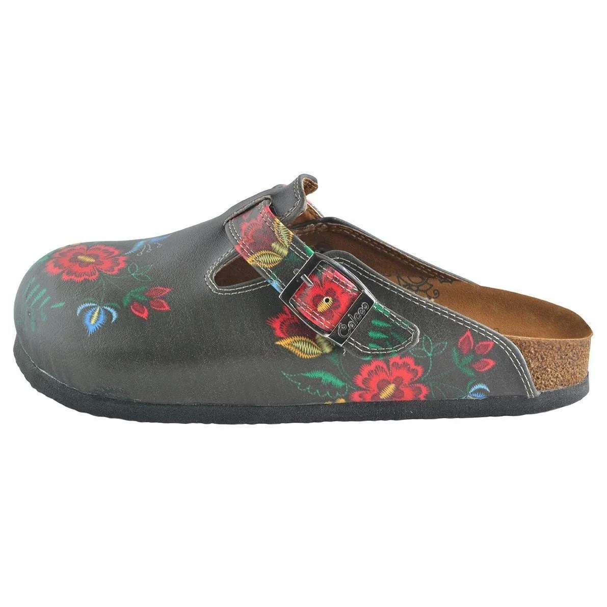 Gray & Red Floral Clogs WCAL355