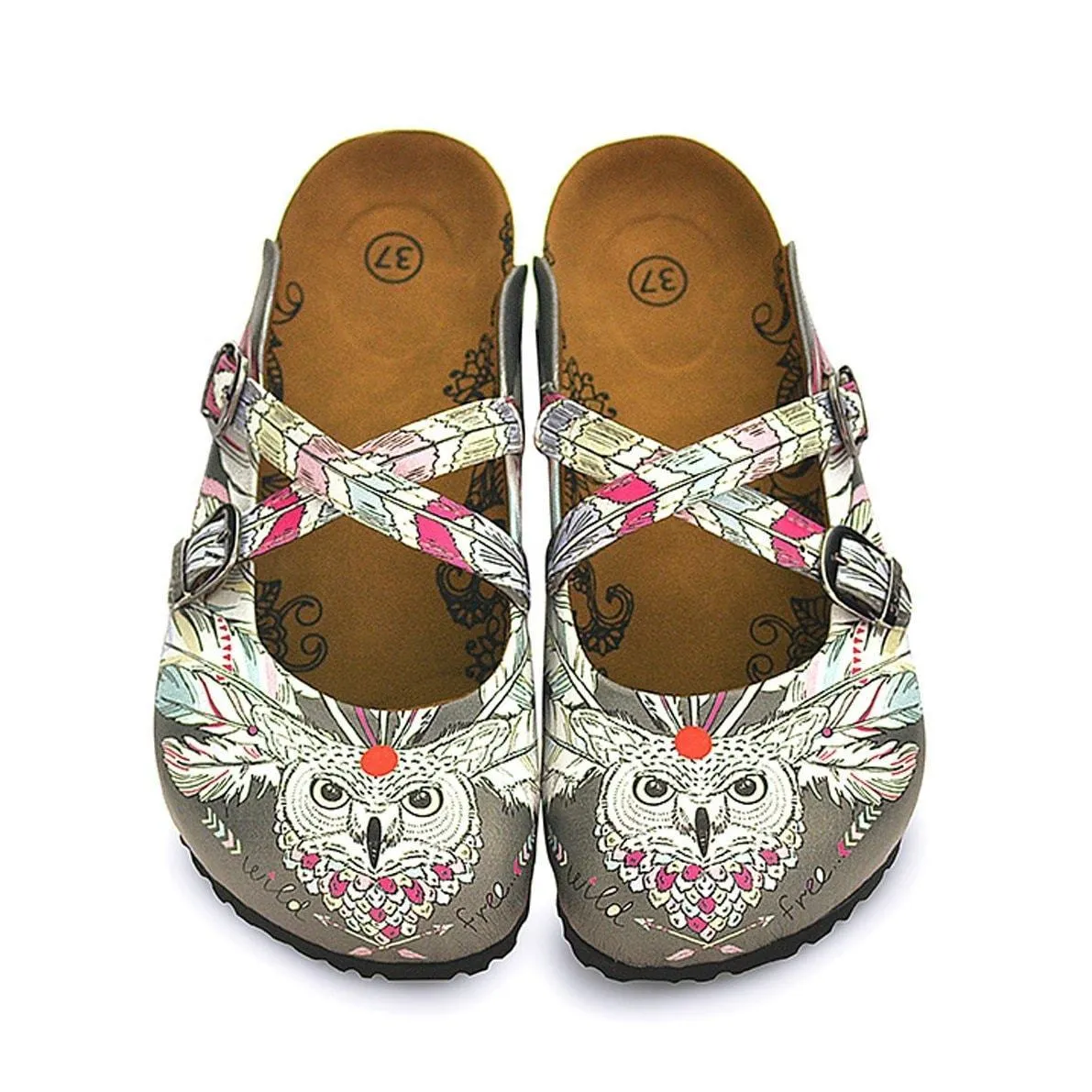 Gray Wild Free Owl Cross-Strap Clogs WCAL133